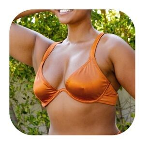 NWT South Beach size 10 burnt orange high shine mono wire bikini top